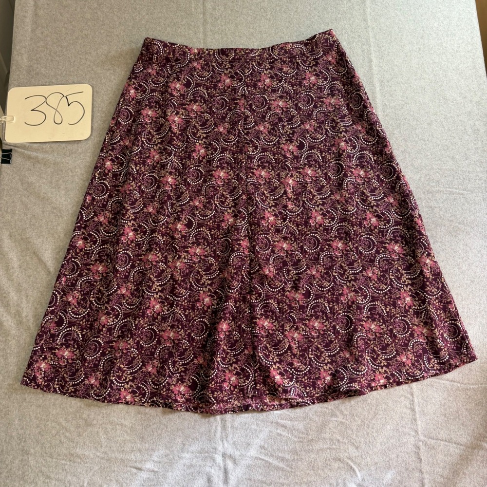 Christopher & Banks Petite 12P Plum Purple Floral Paisley A-Line Midi Skirt